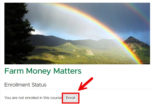 Farm Money Matters Enrollment page